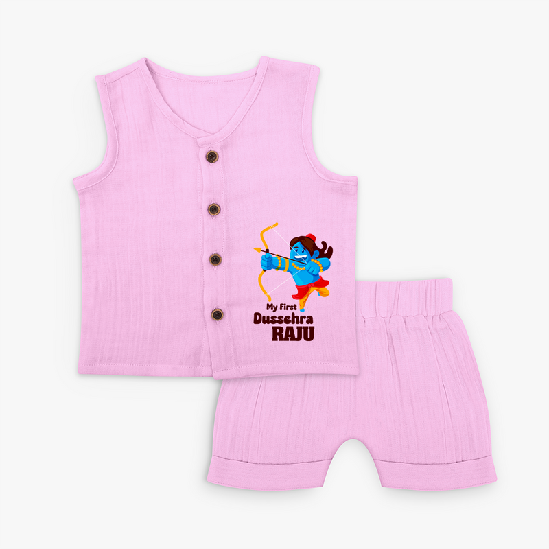 Mini Ram My First Dussehra Jabla Set | Custom Baby Jabla Set for Festival - BABY PINK - 0 - 3 Months Old (Chest 9.8")