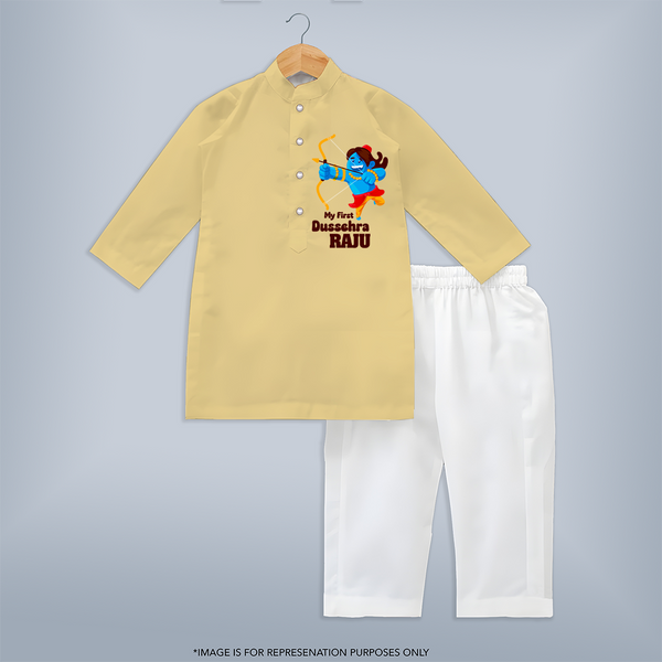 Mini Ram My First Dussehra Kurta Set | Custom Baby Kurta Set for Festival - PASTEL YELLOW - 3 - 6 Months Old (Chest 24", Kurta Length 14'', Waist 19", Pant Length 14")