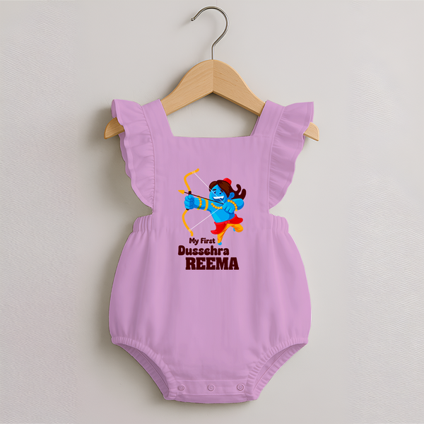 Mini Ram My First Dussehra Romper Frock | Custom Baby Romper Frock for Festival - BABY PINK - 0 - 3 Months Old (Chest 19")