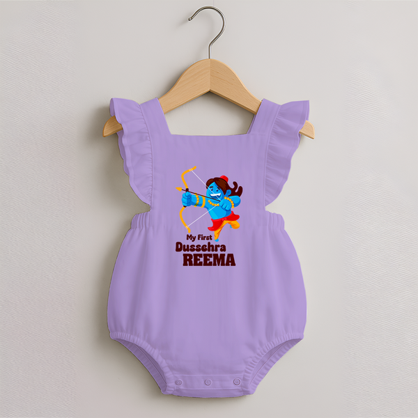 Mini Ram My First Dussehra Romper Frock | Custom Baby Romper Frock for Festival - LILAC - 0 - 3 Months Old (Chest 19")