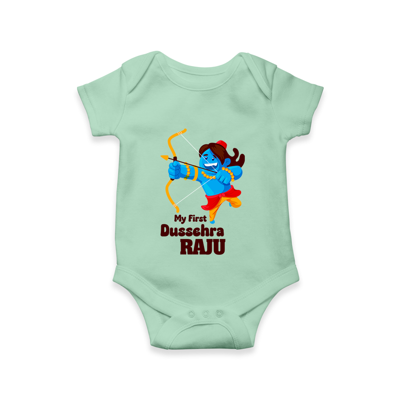 Mini Ram My First Dussehra Romper | Custom Baby Romper for Festival - MINT GREEN - New Born (Chest 14")