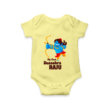 Mini Ram My First Dussehra Romper | Custom Baby Romper for Festival - PASTEL YELLOW - New Born (Chest 14")