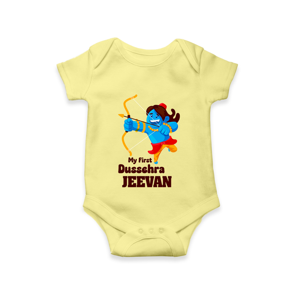 My First Dussehra Blue Warrior Romper - PASTEL YELLOW - New Born (Chest 14")