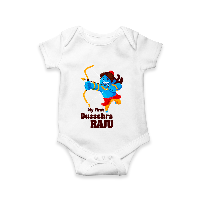Mini Ram My First Dussehra Romper | Custom Baby Romper for Festival - WHITE - New Born (Chest 14")