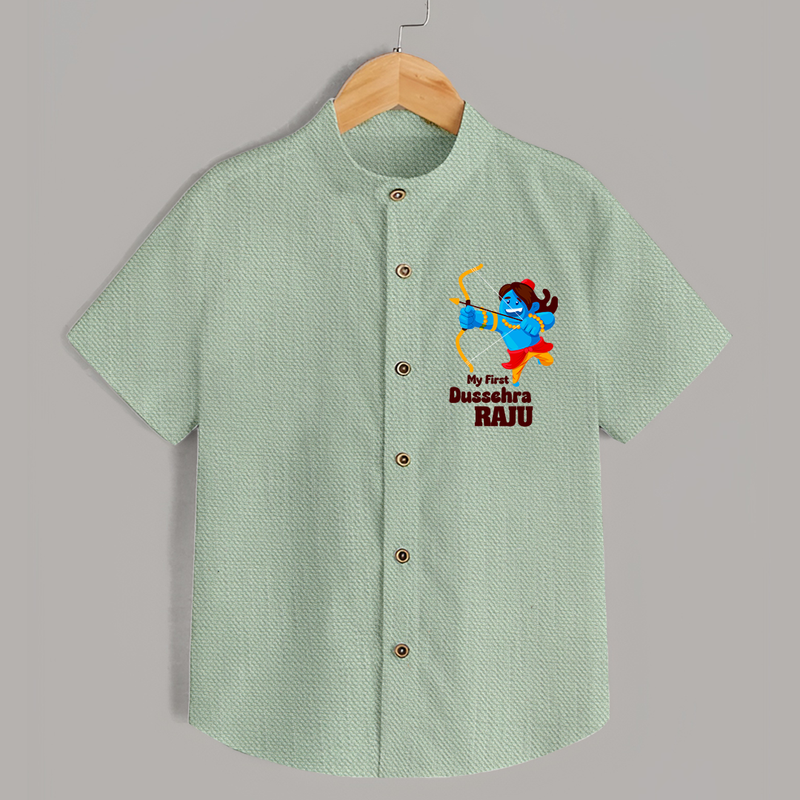 Mini Ram My First Dussehra Shirt | Custom Baby Shirt for Festival - MINT GREEN - 0 - 6 Months Old (Chest 23")