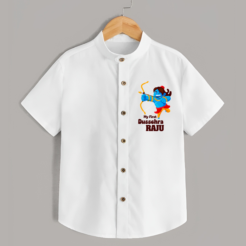 Mini Ram My First Dussehra Shirt | Custom Baby Shirt for Festival - WHITE - 0 - 6 Months Old (Chest 23")