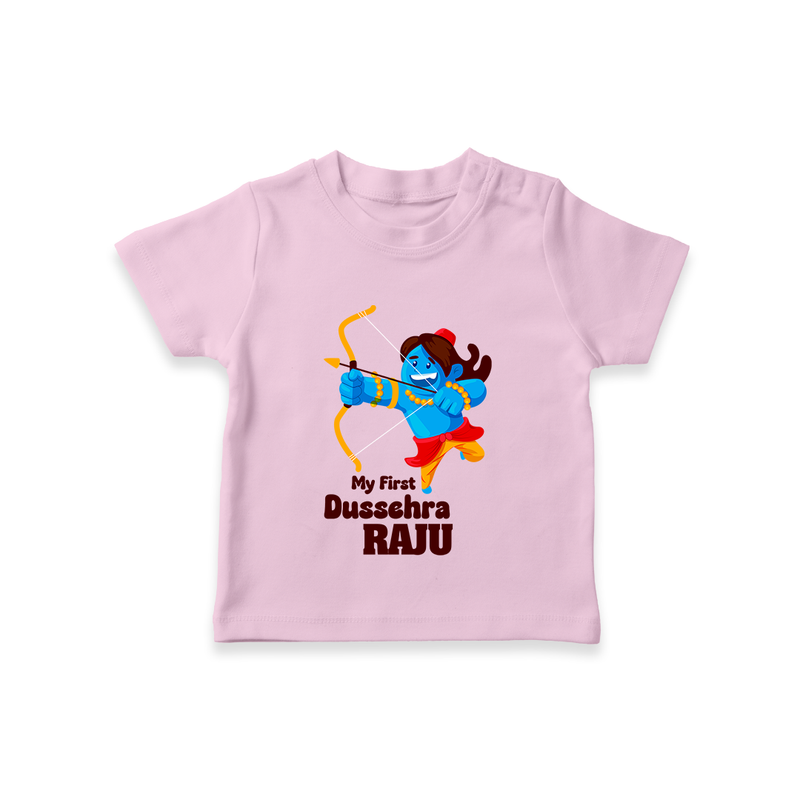Mini Ram My First Dussehra Tshirt | Custom Baby Tshirt for Festival - BABY PINK - 0-5 Months Old (Chest 17")