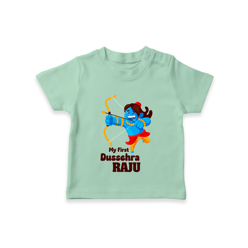 Mini Ram My First Dussehra Tshirt | Custom Baby Tshirt for Festival - MINT GREEN - 0-5 Months Old (Chest 17")