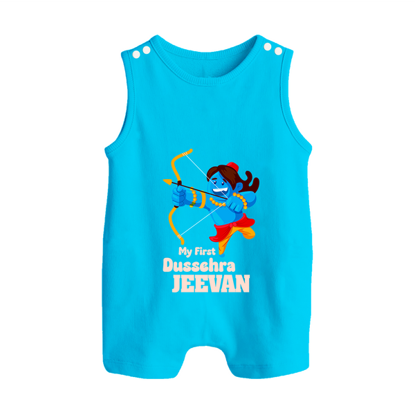 My First Dussehra Blue Warrior Button Romper - SKY BLUE - New Born (Chest 18")