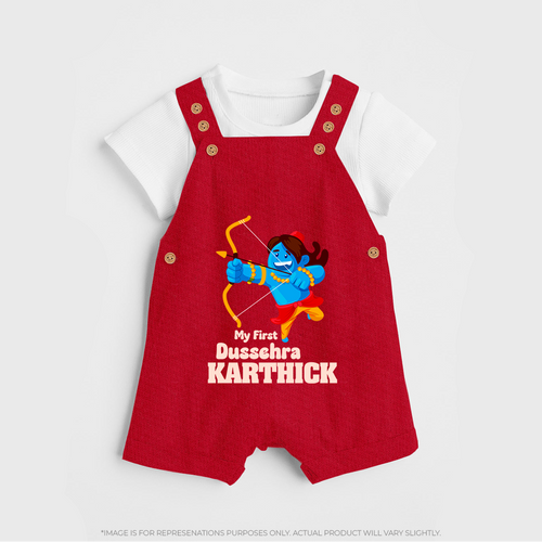 Mini Ram My First Dussehra Dungaree Set | Custom Baby Dungaree Set for Festival