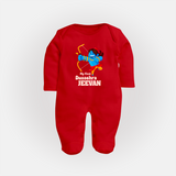 My First Dussehra Blue Warrior Full Body Suit - RED - New Born (Chest 7.5")