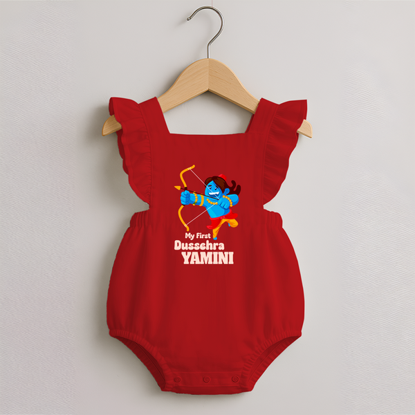 My First Dussehra Blue Warrior Romper frock - RED - 0 - 3 Months Old (Chest 19")
