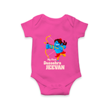 My First Dussehra Blue Warrior Romper - HOT PINK - New Born (Chest 14")