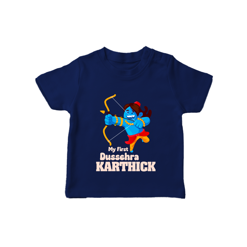 Mini Ram My First Dussehra Tshirt | Custom Baby Tshirt for Festival - NAVY BLUE - 0-5 Months Old (Chest 17")