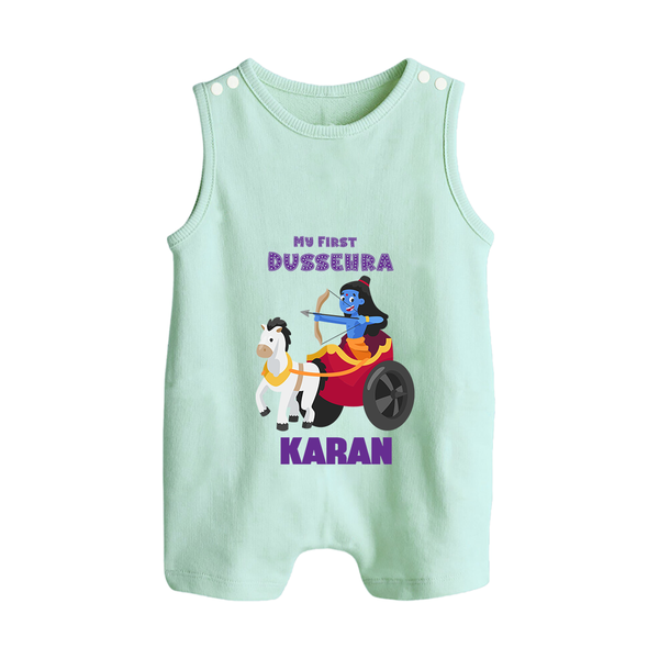 My First Dussehra Ram Leela Chariot Button Romper - MINT GREEN - New Born (Chest 18")