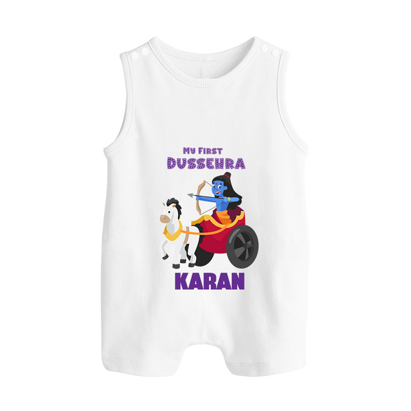 My First Dussehra Ram Leela Chariot Button Romper - WHITE - New Born (Chest 18")
