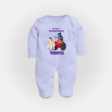 My First Dussehra Sleep Suit | Personalized Baby Outfit for Dussehra - BABY BLUE - New Born (Chest 7.5")