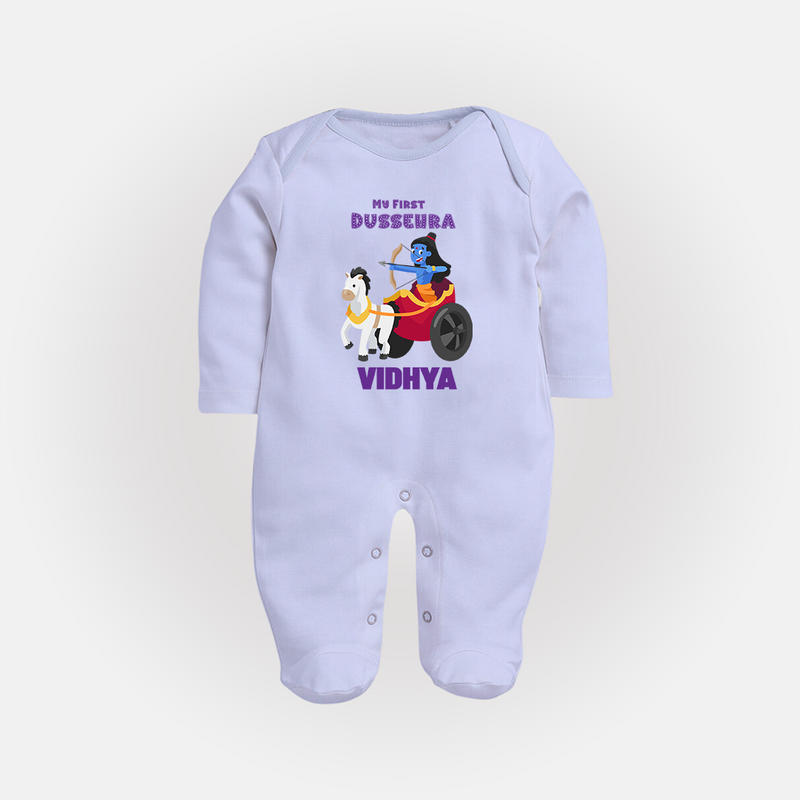 My First Dussehra Sleep Suit | Personalized Baby Outfit for Dussehra - BABY BLUE - New Born (Chest 7.5")