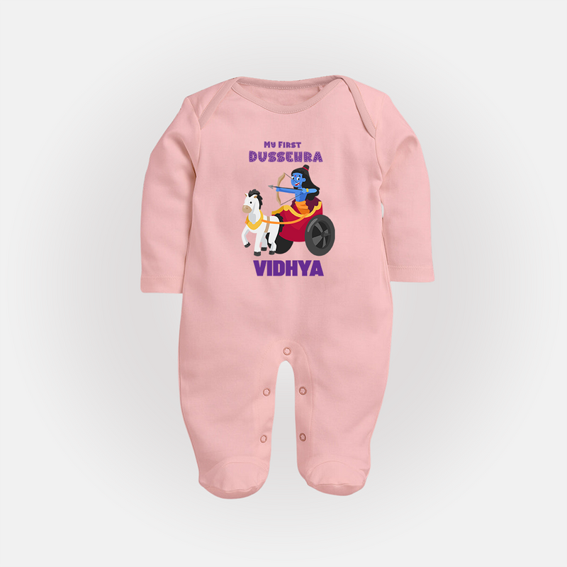 My First Dussehra Sleep Suit | Personalized Baby Outfit for Dussehra - BABY PINK - New Born (Chest 7.5")