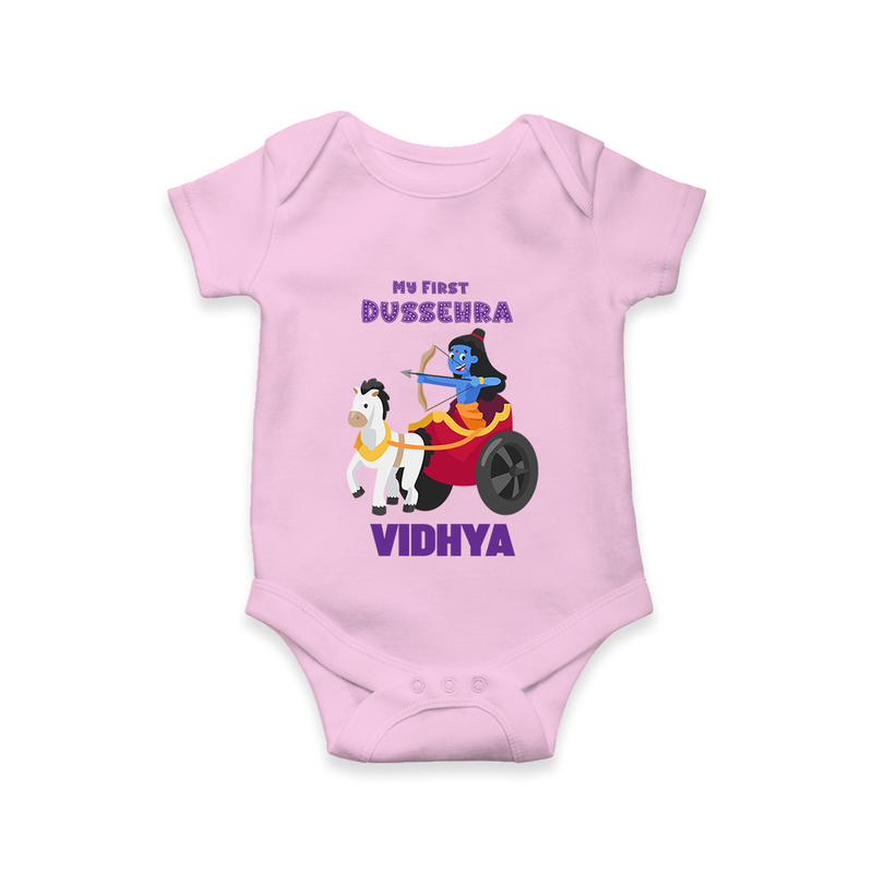 My First Dussehra Romper | Personalized Baby Outfit for Dussehra - BABY PINK - New Born (Chest 14")