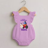 My First Dussehra Romper Frock | Personalized Baby Outfit for Dussehra - BABY PINK - 0 - 3 Months Old (Chest 19")