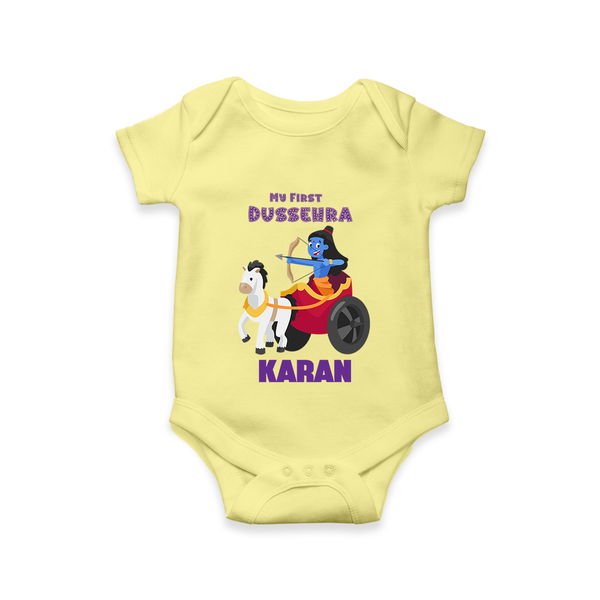My First Dussehra Ram Leela Chariot Romper - PASTEL YELLOW - New Born (Chest 14")