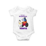My First Dussehra Romper | Personalized Baby Outfit for Dussehra - WHITE - New Born (Chest 14")