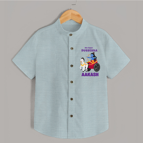 My First Dussehra Shirt | Personalized Baby Outfit for Dussehra - ARCTIC BLUE - 0 - 6 Months Old (Chest 23")