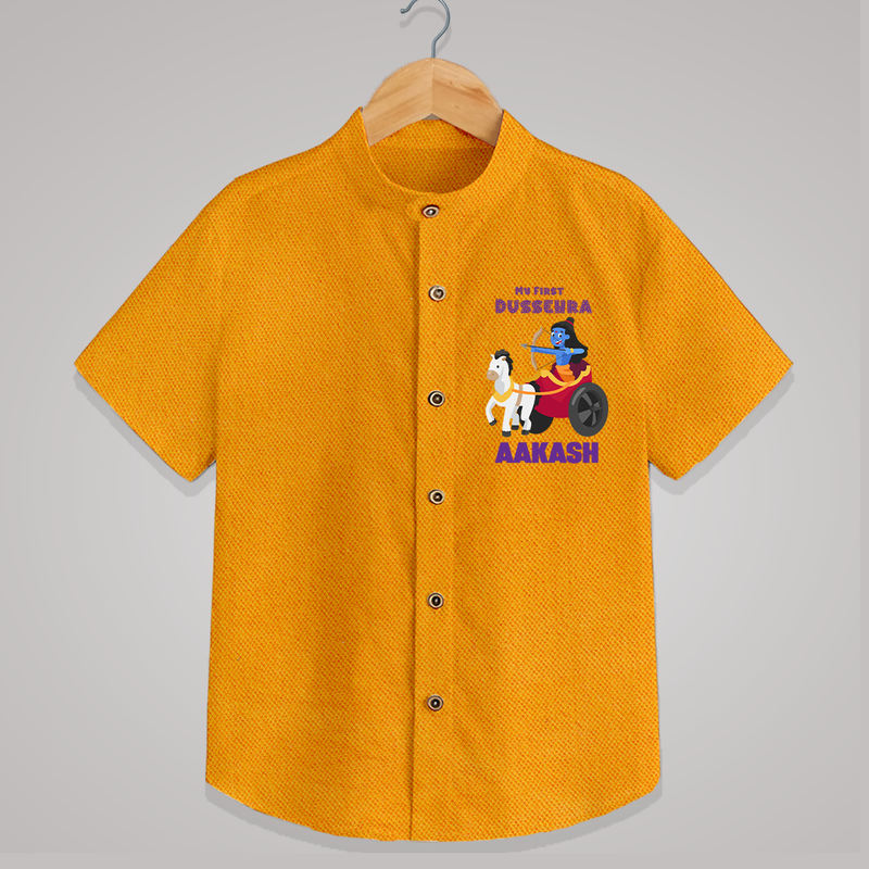 My First Dussehra Shirt | Personalized Baby Outfit for Dussehra - CHROME YELLOW - 0 - 6 Months Old (Chest 23")