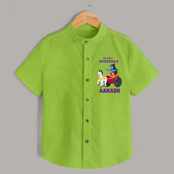 My First Dussehra Shirt | Personalized Baby Outfit for Dussehra - LIME GREEN - 0 - 6 Months Old (Chest 23")