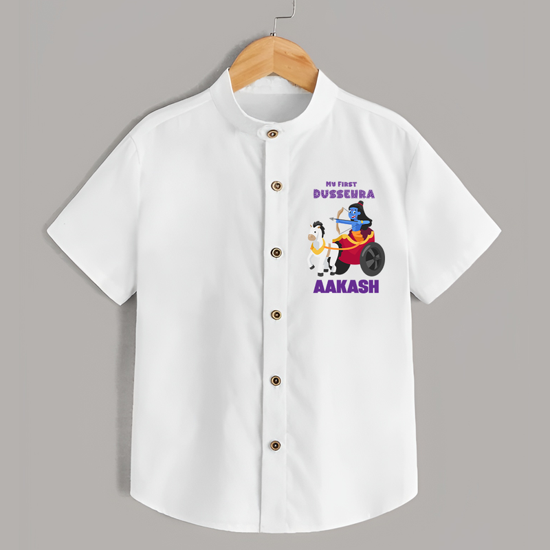 My First Dussehra Shirt | Personalized Baby Outfit for Dussehra - WHITE - 0 - 6 Months Old (Chest 23")