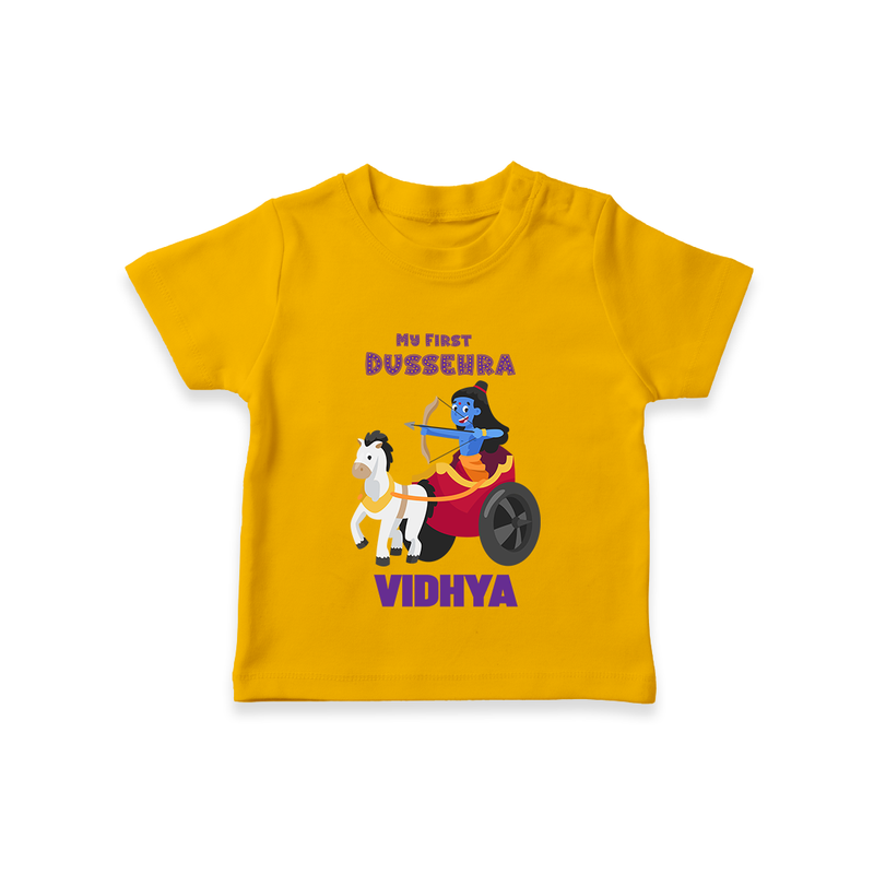 My First Dussehra Tshirt | Personalized Baby Outfit for Dussehra - CHROME YELLOW - 0-5 Months Old (Chest 17")