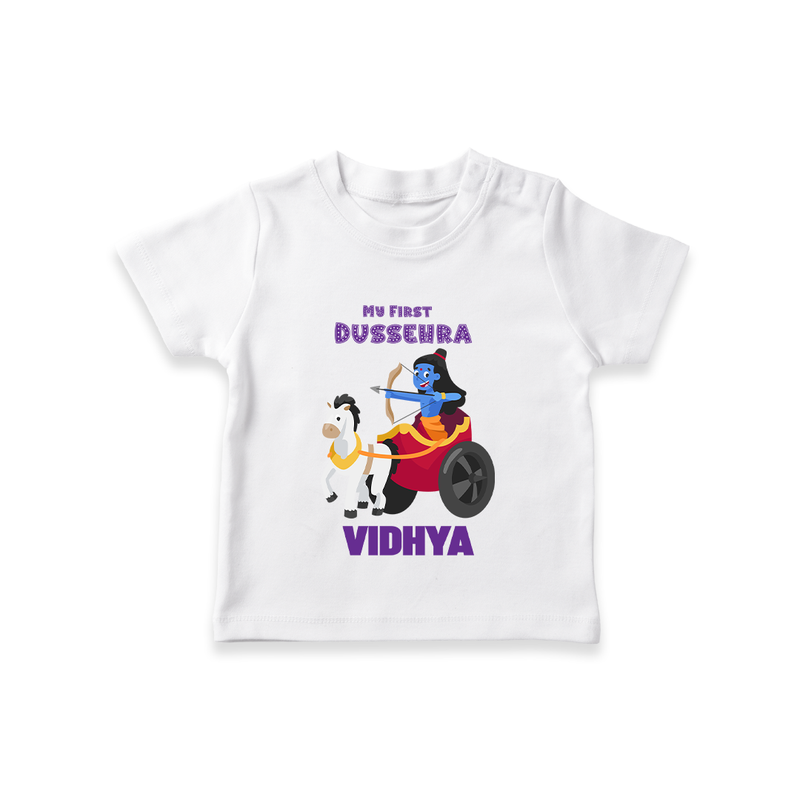 My First Dussehra Tshirt | Personalized Baby Outfit for Dussehra - WHITE - 0-5 Months Old (Chest 17")