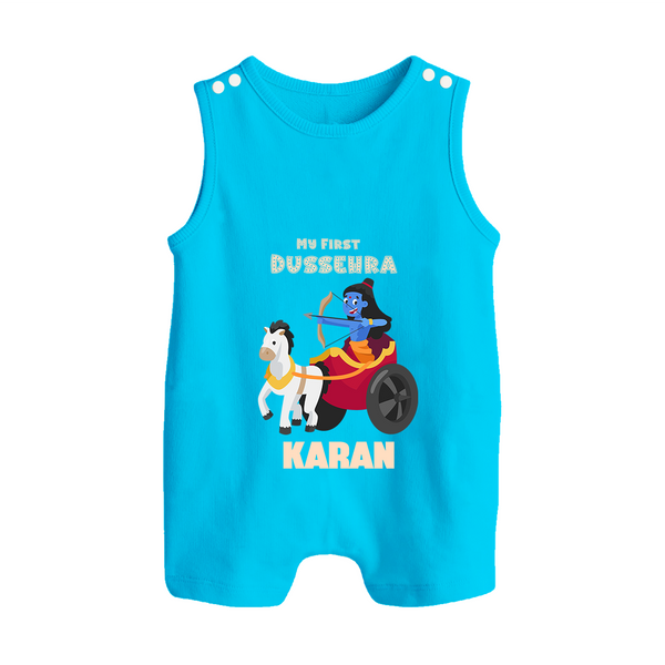 My First Dussehra Ram Leela Chariot Button Romper - SKY BLUE - New Born (Chest 18")