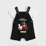 My First Dussehra Dungaree Set | Personalized Baby Outfit for Dussehra - BLACK - 0 - 5 Months Old (Chest 18")
