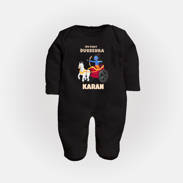 My First Dussehra Ram Leela Chariot Full Body Suit - BLACK - New Born (Chest 7.5")
