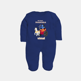 My First Dussehra Sleep Suit | Personalized Baby Outfit for Dussehra - NAVY BLUE - New Born (Chest 7.5")