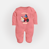 My First Dussehra Sleep Suit | Personalized Baby Outfit for Dussehra - PEACH - New Born (Chest 7.5")