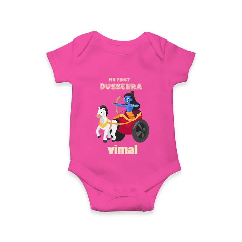 My First Dussehra Romper | Personalized Baby Outfit for Dussehra - HOT PINK - New Born (Chest 14")