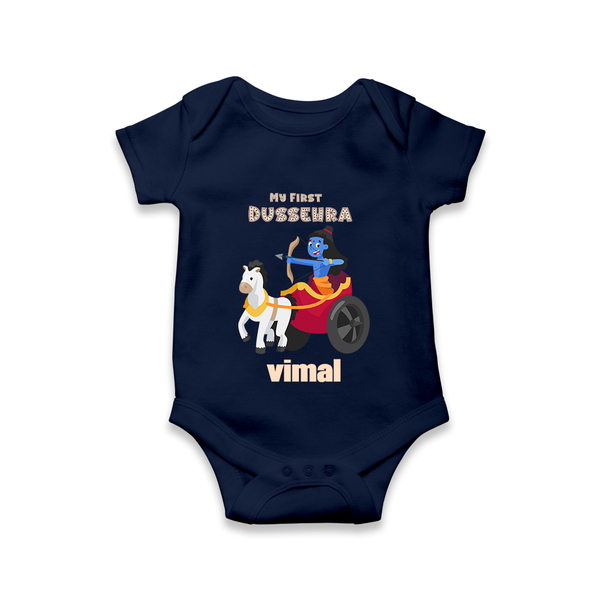 My First Dussehra Romper | Personalized Baby Outfit for Dussehra - NAVY BLUE - New Born (Chest 14")