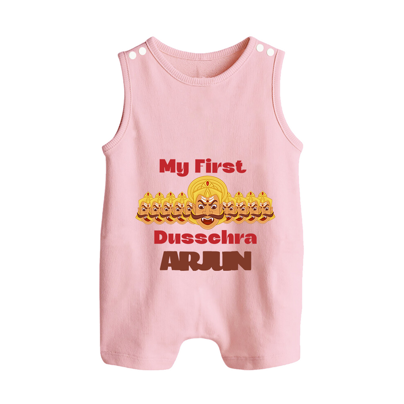 Good Always Wins My First Dussehra Romper Suit | Personalized Baby Outfit - BABY PINK - 0 - 5 Months Old (Chest 18")
