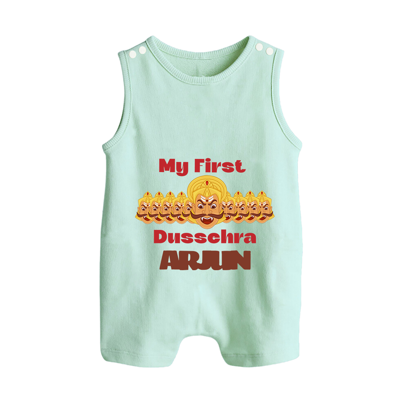Good Always Wins My First Dussehra Romper Suit | Personalized Baby Outfit - MINT GREEN - 0 - 5 Months Old (Chest 18")