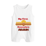 Good Always Wins My First Dussehra Romper Suit | Personalized Baby Outfit - WHITE - 0 - 5 Months Old (Chest 18")