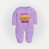 Good Always Wins My First Dussehra Sleep Suit | Personalized Baby Outfit - LILAC - New Born (Chest 7.5")