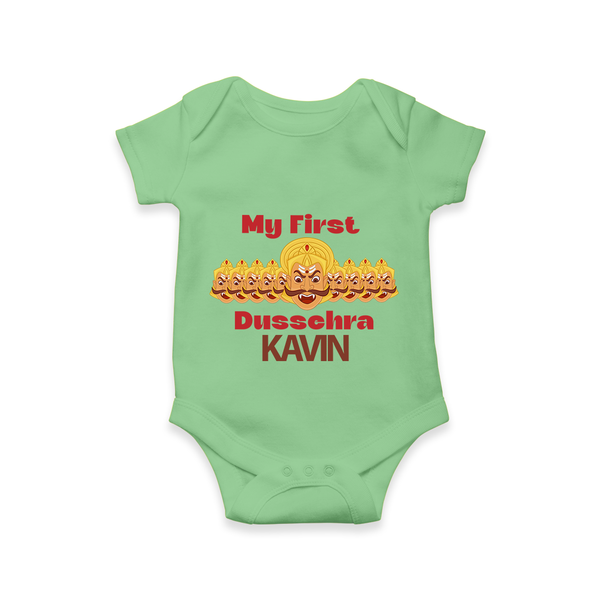 My First Dussehra Victory Bow Romper - GREEN - New Born (Chest 14")