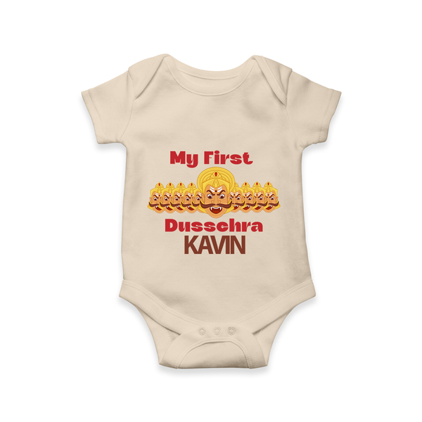 My First Dussehra Victory Bow Romper - IVORY - New Born (Chest 14")