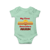 Good Always Wins My First Dussehra Romper | Personalized Baby Outfit - MINT GREEN - New Born (Chest 14")