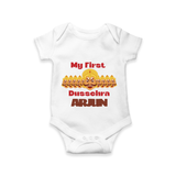 Good Always Wins My First Dussehra Romper | Personalized Baby Outfit - WHITE - New Born (Chest 14")