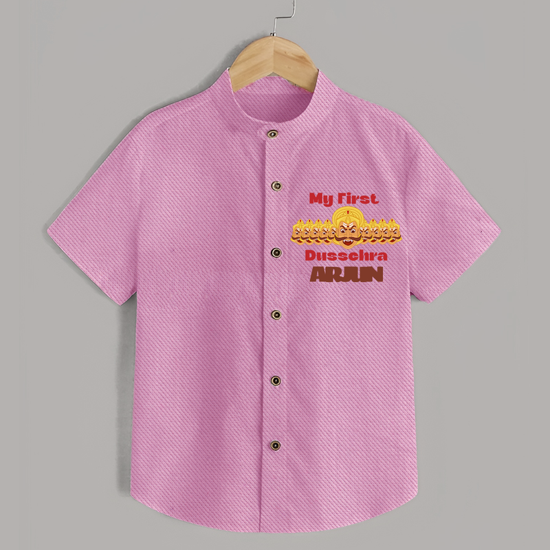 Good Always Wins My First Dussehra Shirt | Personalized Baby Outfit - BABY PINK - 0 - 6 Months Old (Chest 23")