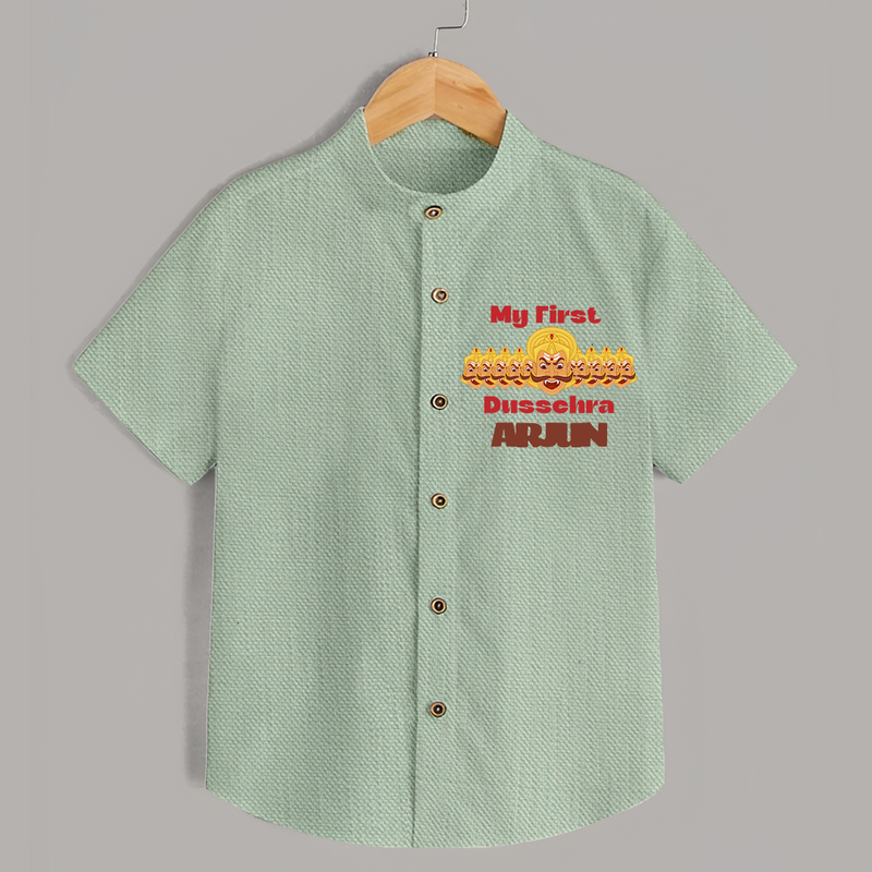 Good Always Wins My First Dussehra Shirt | Personalized Baby Outfit - MINT GREEN - 0 - 6 Months Old (Chest 23")